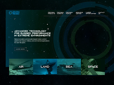 BEI Precision - Military & Space Technology Website UI animation arkansas blue company encoder green military motion space stars style tile website