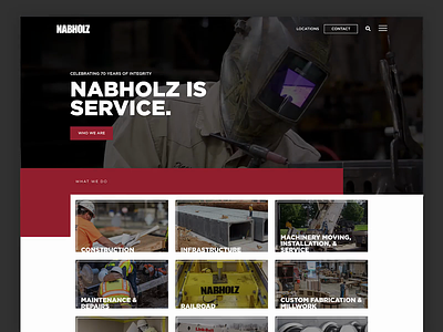 Nabholz Construction Website arkansas company construction hero portfolio project red safety services square typography ui ux web website wordpress