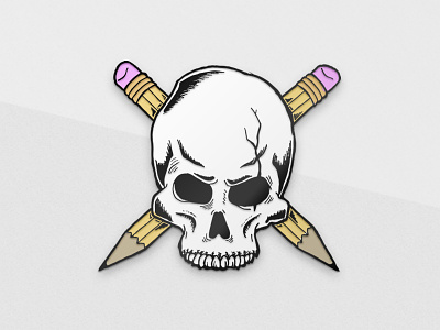 Designed By Few Pin Mockup competition crossbones design enamel made by few mockup pencil pin skull