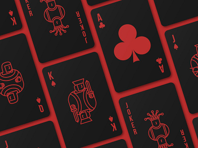 Simple black & red outline rummy card