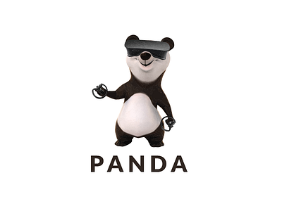 Panda Logo _ 3 3d bear black and white funny interactive logo panda playing vr