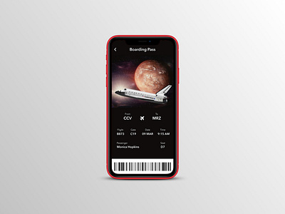 Destination Mars boarding pass dailyui design flights iphone x mars space spaceship ui