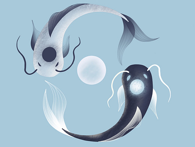 Ying Yang avatar design digital art fish graphic illustration illustration art koi koi fish procreate