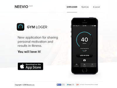 Landing page for fitness apps app apps fitness ios iphone log web website