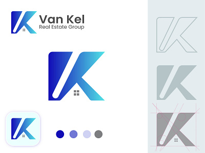 VK Home logo brand logo branding design graphic design home logo illustration lette v letter vk logo vector