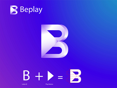 Be Play Logo branding crypto gradient icon letter mark live mark marketing media multimedia music play player record sound streaming symbol technology triangle video