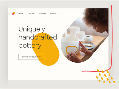 This is a pottery website landing page animation design flat minimal ui ux web website