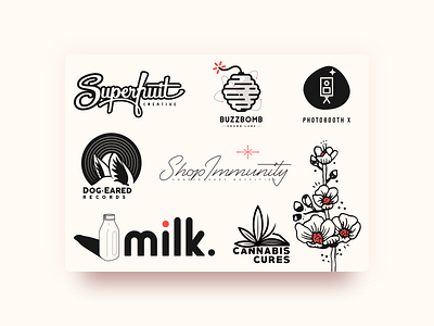 Logos & Marks badge cannabis dog flower identity logo logo design mark midcentury minimal script