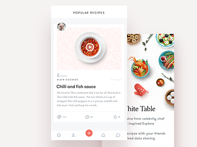 Recipe App app chef cooking food ios newsfeed onboard recipe social tab bar ui