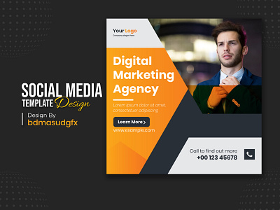 Business marketing banner for social media post template