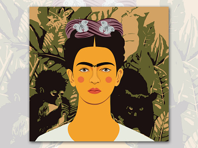 Frida Kahlo art digital illustration flat fridakahlo graphic design illustration illustrator vector