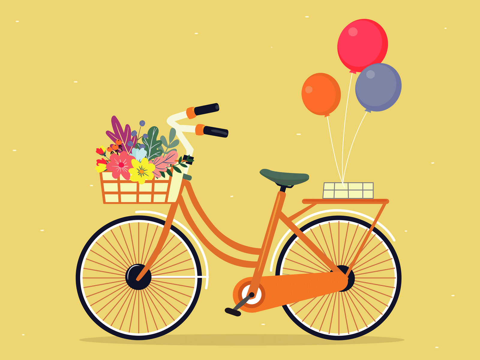 Bicycle Animation animation animation 2d art artist artwork balloon bicycle brand digital illustration dribble shot flat design flat design flat illustration flowers gif graphic graphic design illustrator photoshop