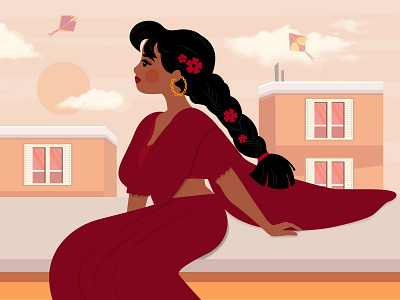 Late afternoon art artwork bengali characterdesign design digital illustration dribbbleart flat flatillustration girlcharacter graphic design illustration illustrator minimal printavailable saree vector vectorart vectorillustration