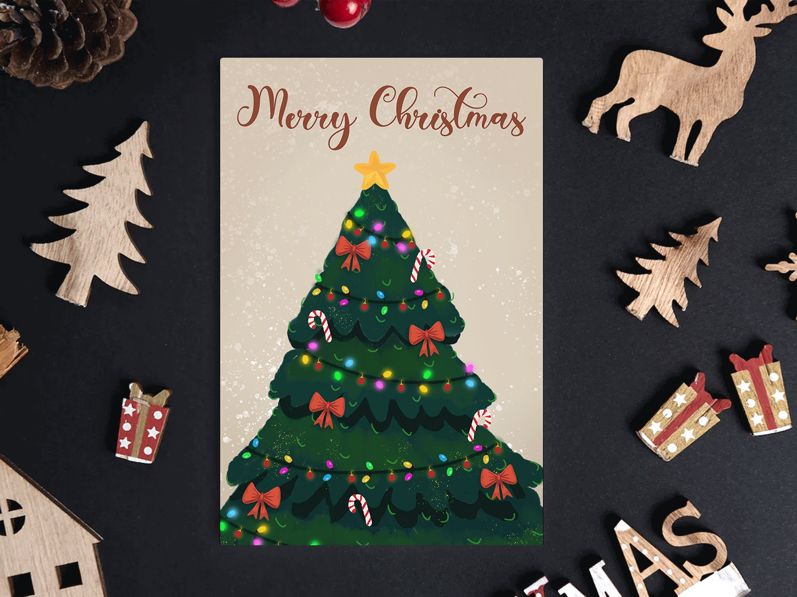 Merry Christmas!! artwork card design christmas christmastree design desogner digital illustration digitalart festive festive card graphic design newyear photoshop