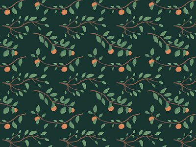 Orange Grove Pattern in Hunter Green