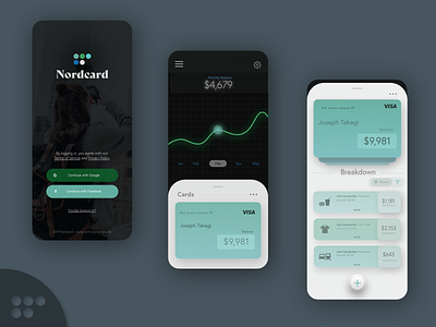 Early UX Concept for Nordcard app application bankingapp canada card design chart dashboard design finance finance app finance mobile dash finance ux fintech graphic product design skeuomorphism toronto user experience user interface wallet