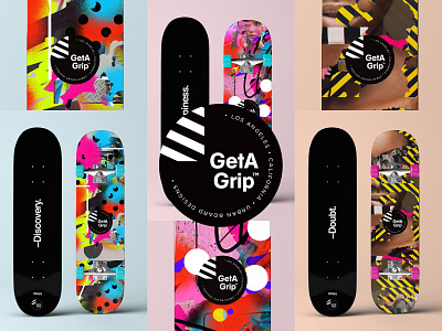 GetAGrip™ | Urban Skateboards art collage deck design illustration illustrator logo mbsjq photoshop skateboard skatedeck skater typography