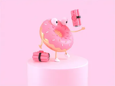 Sticky Donut 3d 3dmodelling c4d cinema4d cute donut food fun motion octane octanerender plastic toys