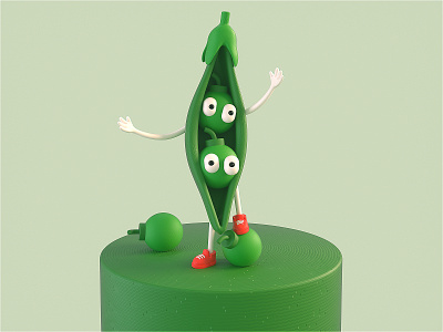 Two Peas In A Pod 3d 3d character 3d character modeling c4d cinema4d cute food funny modelling octane peas peasinapod toys web