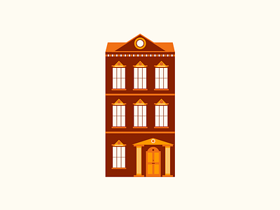 House illustration 2d agency bespoke clean colour detail door falt house illustration red vector