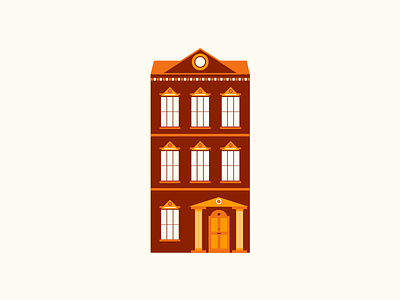 House illustration 2d agency bespoke clean colour detail door falt house illustration red vector