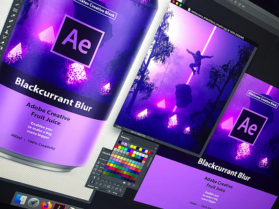 Adobe Creative Fruit Juice | Blackcurrant Blur adobe adobe aftereffects aftereffects branding can design can mockup drink logo packaging space