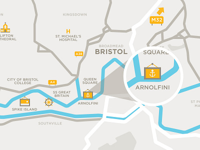 Bristol (UK) map illustration bespoke bristol detail icons iconset illustration illustrator map pattern river texture uk web