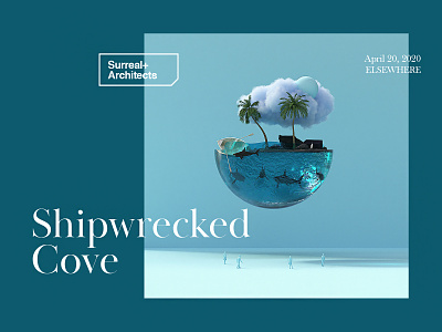 Surreal+Architects | Shipwrecked Cove 3d blue c4d c4dart cinema4d helvetica island ocean octane octane render octanerender surreal