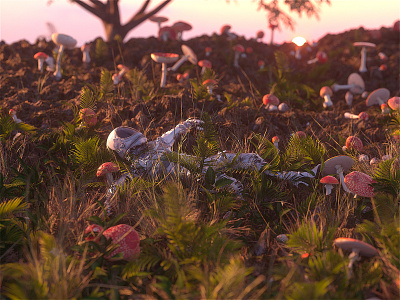 Mushrooms 1. Astro 0. 3d 3d artist astronaut cinema 4d cinema4d music octane realism scifi scifiart space