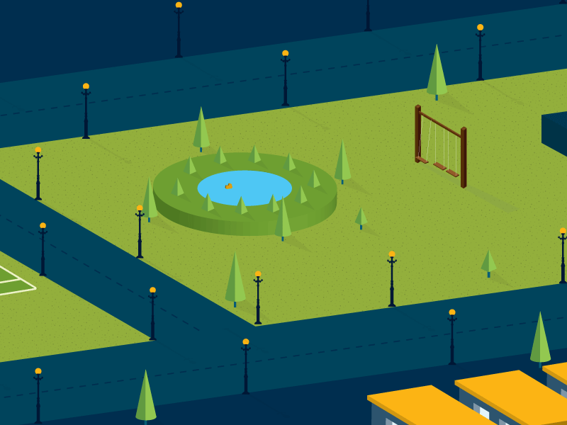 Park life illustration [GIF] animation duck gif isometric london park swing vector