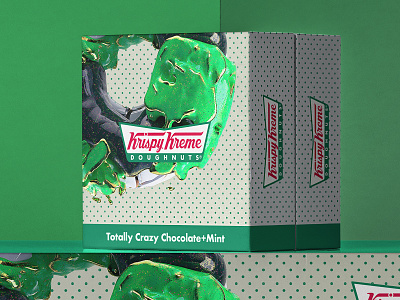 Totally Crazy Chocolate+Mint 🍩 3d 3d art c4d chocolate cinema 4d cinema4d concept donuts doughnut food krispy kreme mint octane packagedesign packaging surreal