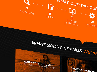 Layout design for a new website clean icon icons orange sport typography ui ux web website