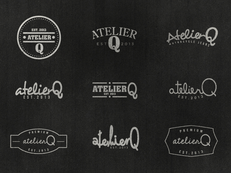 AtelierQ logo logo retro texture typography handwritten logomark vintage illustration