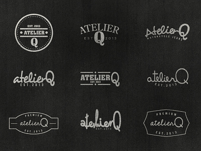 AtelierQ logo handwritten illustration logo logomark retro texture typography vintage