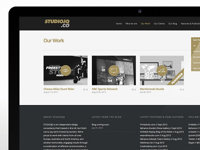 STUDIOJQ website (Our work) gold infographics portfolio quintin stats studio ui ux website wordpress