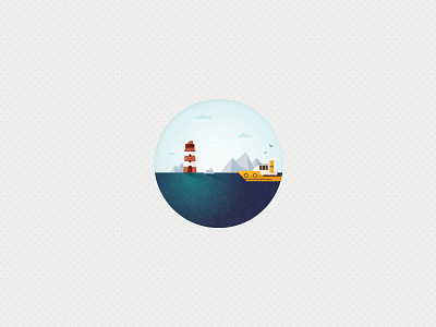 Just Passing (Icon 6) boat icon iconset illustrator lighthouse ocean pattern shape sun texture