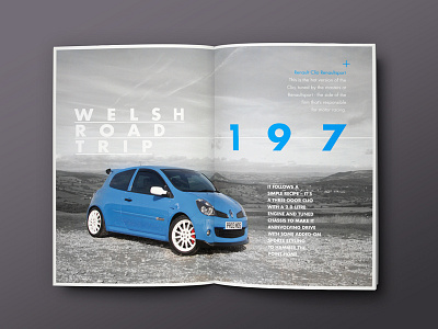 Road Trip 197 (Intro layout) blue brochure car editorial infographic layout mono type