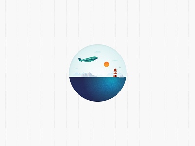 Fly by (Icon 10) icon iconset illustrator lighthouse ocean pattern plane shape sun texture