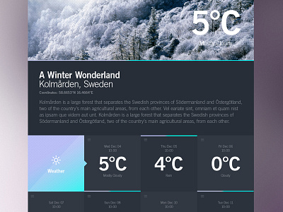 Weather Dashboard / WWL (Stage 2) forest pattern portal ui ux weather weather app weather dashboard winter