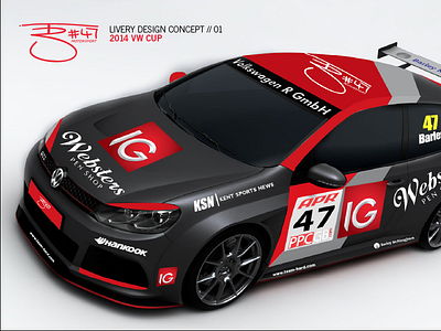 Tom Barley Motorsport branding & livery // VW Cup black branding car driver motorport racing red uk vw