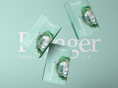 Forager l Organic Everyday Tea 3d 3d art adobe branding logo logo mark octane packaging peppermint tea tea type