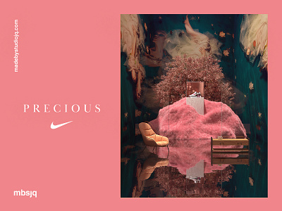 Precious 3d art branding c4d cinem4d fantasy illustration interactive interior logo nike nikeairmax pink pink logo surreal type web