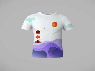 Viola Di Mare (T Shirt) icon iconset illustration illustrator lighthouse logo ocean pattern plane shape sun texture