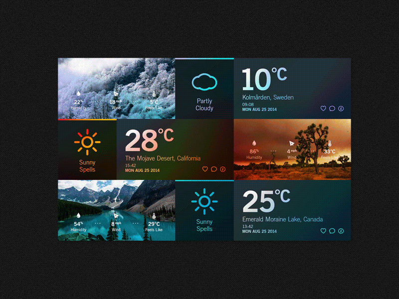 Weather Dashboard // Block layout animated app clean dashboard flat gif gradient map pattern photoshop ui weather