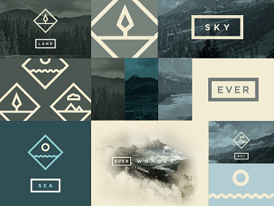 EVER WONDER™ // Branding Deck branding forest gif icon icon set icons logo mountains ocean texture vector