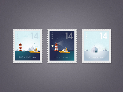 The Big Wide World // Collection boat icon iconset illustration illustrator night shape snow stamp texture winter xmas