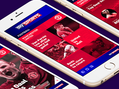 Sky Sports Football // News Stories clean football grid layout mobile red responsive sports ui ux web website