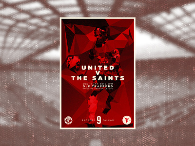 UNITED V THE SAINTS abstract art football manchester united player poster print red soccer texture type united