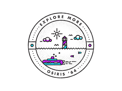 Explore More // OSIRIS '64 badge detail icon illustration line logo sea submarine texture type