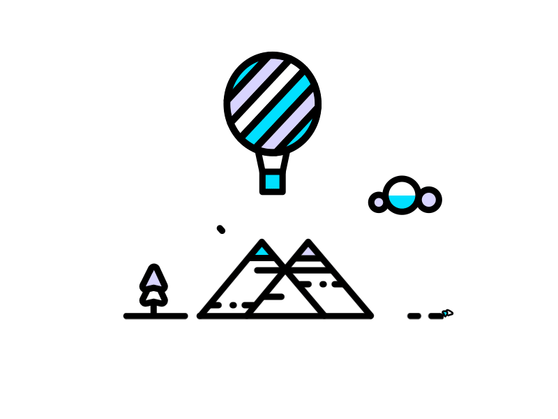 Balloon Ride animated animation badge balloon detail gif illustration line logo mountain texture type